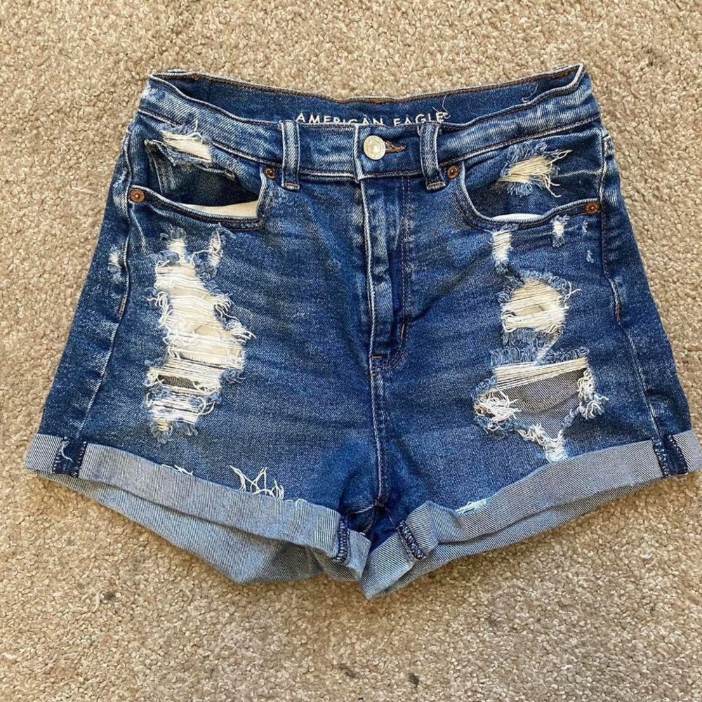 American Eagle High-Waisted Mom Shorts with Stretch